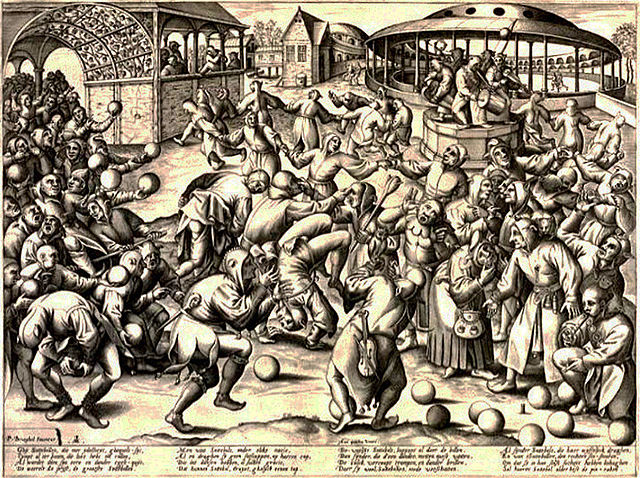 Fête des fous, gravé par Pieter Van der Heyden en 1559, d'après Brueghel